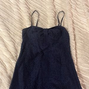 Lilly Pulitzer Navy Blue Dress w Gold Anchor Zipper